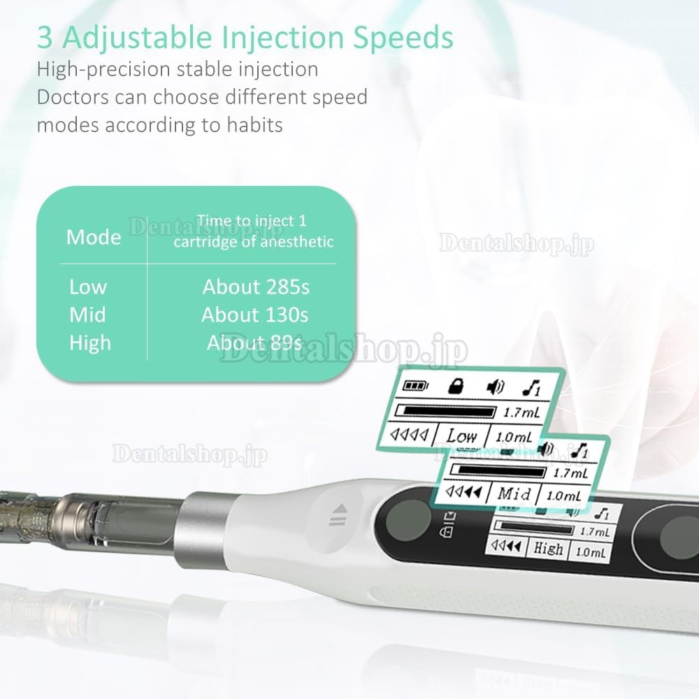 COXO GENI 歯科電動麻酔器、3段階の速度調節機能、音楽システム付き